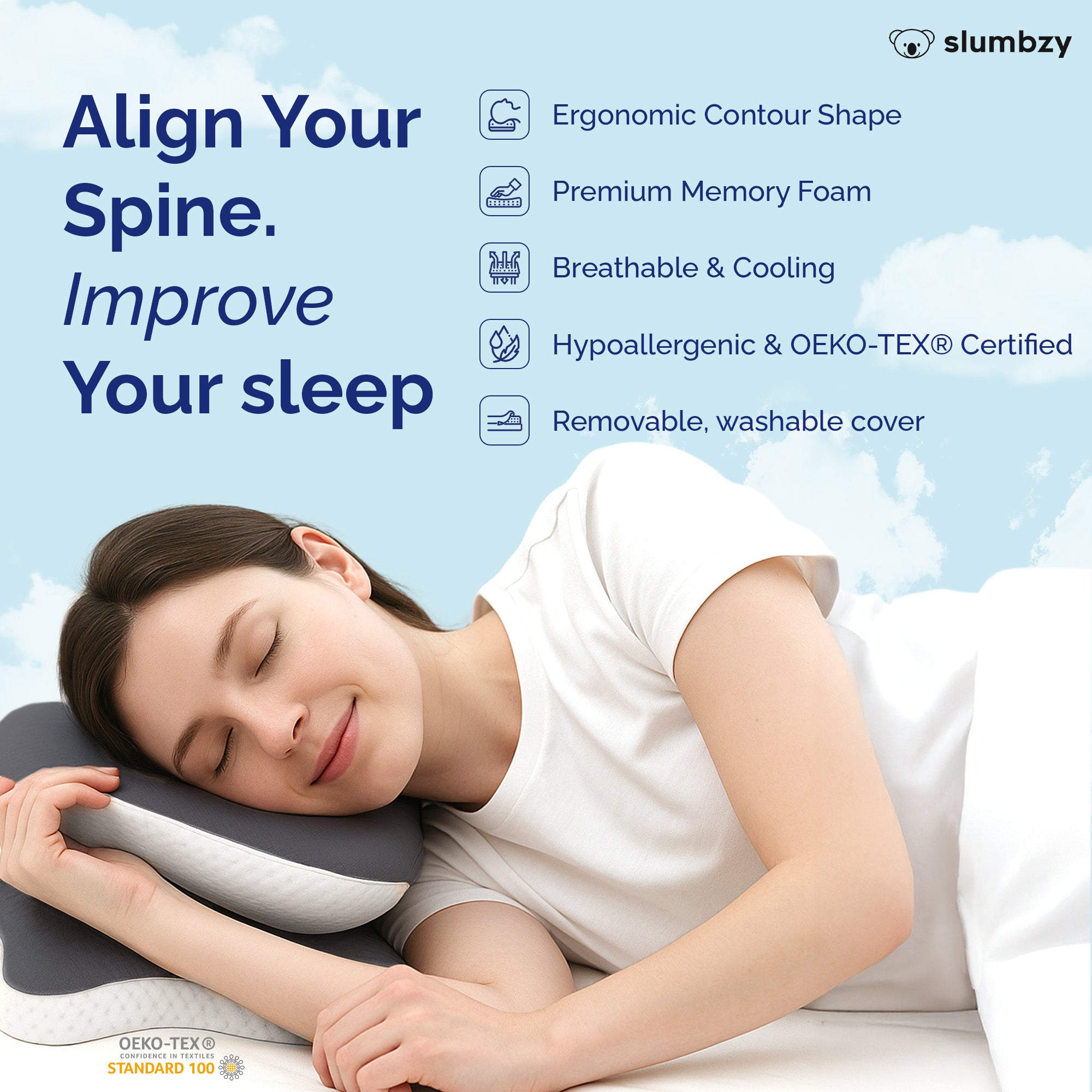 Support Pillow for Neck & Shoulders | Slumbzy® Contour Support